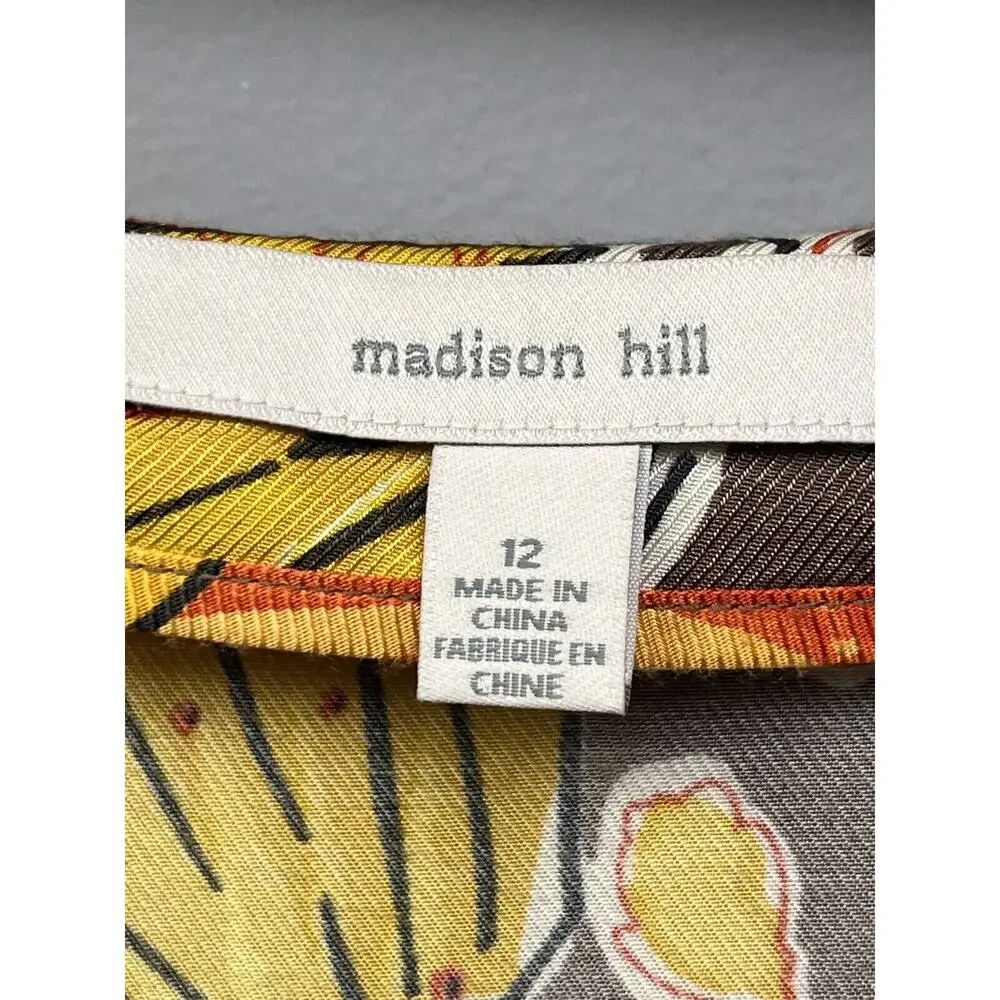 Madison‎ Hill Skirt Womens 12 Wool Blend Floral Bold Colorful Modest Side zip
